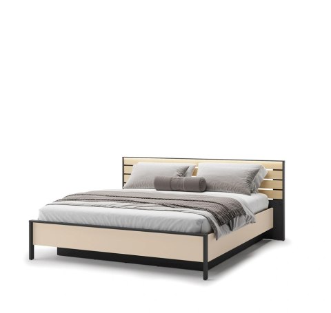 Łóżko Enna EN-02 180x200 ze stelażem i LED - beż / czarny / dąb Vincenza
