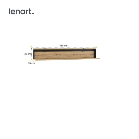 Półka wisząca Quant QA-05 155 cm - dąb artisan / czarny