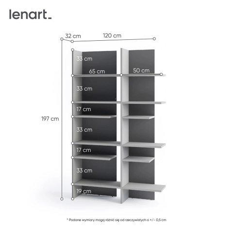 Regał Fitt FL-01L lewy 120 cm z oświetleniem LED - metalic ciemny / metalic jasny