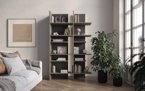 Regał Fitt FL-01L lewy 120 cm z oświetleniem LED - metalic ciemny / metalic jasny