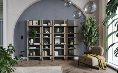 Regał Fitt FL-01L lewy 120 cm z oświetleniem LED - metalic ciemny / metalic jasny