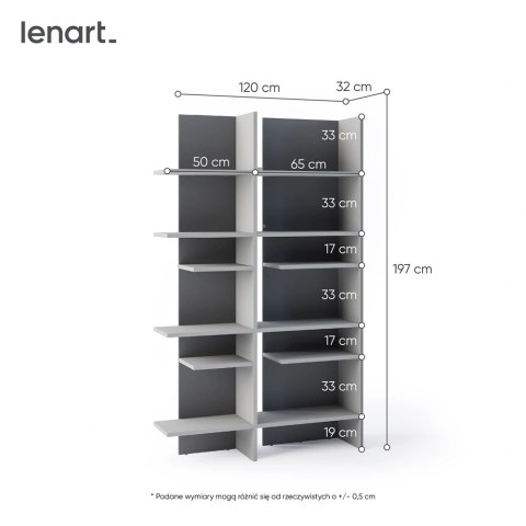 Regał Fitt FL-01P prawy 120 cm z oświetleniem LED - metalic ciemny / metalic jasny