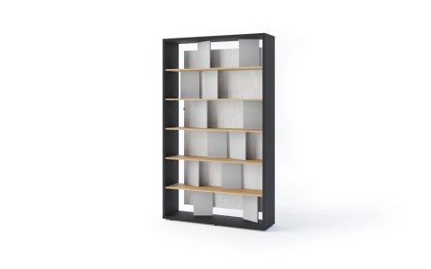 Regał Fitt FP-01 125 cm z oświetleniem LED - grafit / dąb linearny / natura / szary