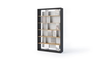 Regał Fitt FP-01 125 cm z oświetleniem LED - grafit / dąb linearny / szary połysk
