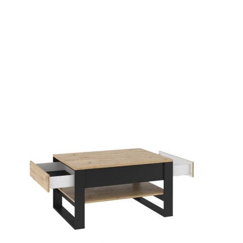 Stolik kawowy Quant QA-09 100 cm z 2 szufladami - dąb artisan / czarny