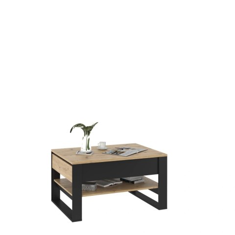 Stolik kawowy Quant QA-09 100 cm z 2 szufladami - dąb artisan / czarny