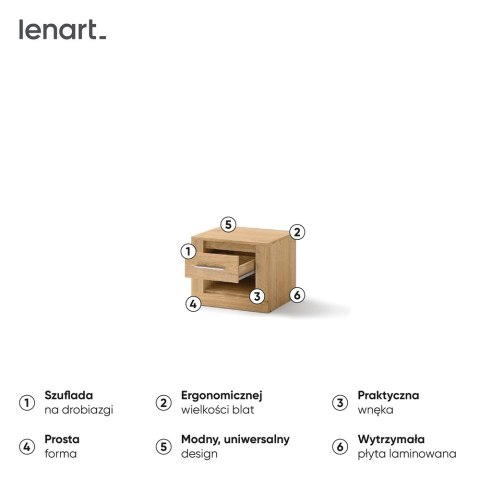 Stolik nocny 50 cm Idea ID-07 - dąb shetland