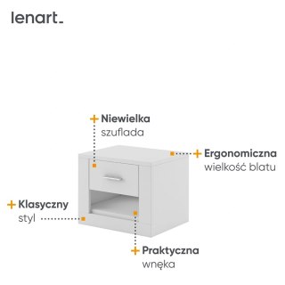 Stolik nocny Arti AR-07 50 cm z szufladą - biały