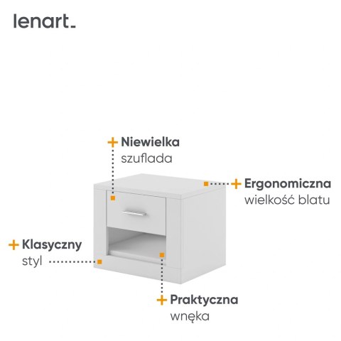 Stolik nocny Arti AR-07 50 cm z szufladą - biały