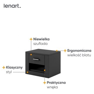 Stolik nocny Arti AR-07 50 cm z szufladą - czarny