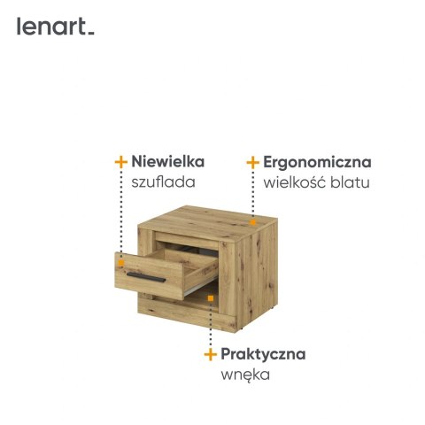 Stolik nocny Arti AR-07 50 cm z szufladą - dąb artisan