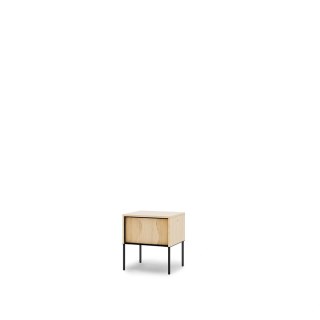 Stolik nocny Flow FW-07 46 cm z oświetleniem LED - dąb vincenza bielona / czarny
