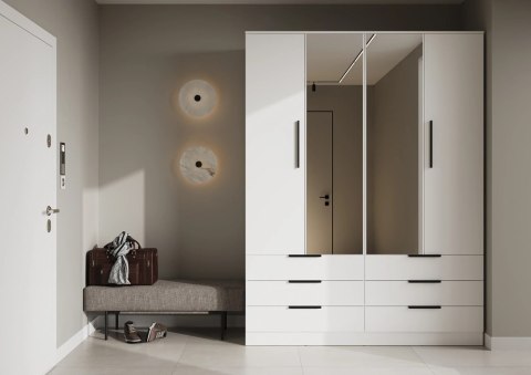 Szafa Avera AV-01 170 cm z lustrem i 6 szufladami - biała