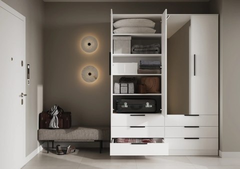 Szafa Avera AV-01 170 cm z lustrem i 6 szufladami - biała