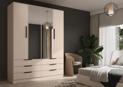 Szafa Avera AV-01 170 cm z lustrem i 6 szufladami - piasek pustyni