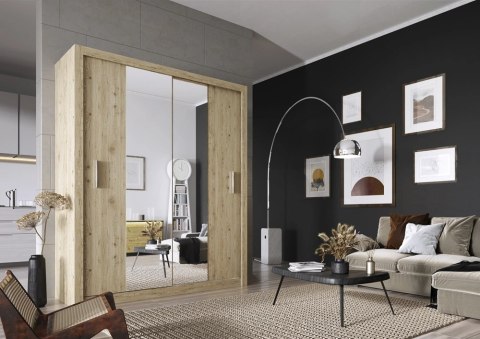 Szafa przesuwna 2D 180 cm z lustrem Idea ID-03 - san remo jasny