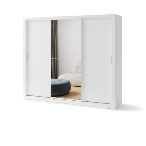 Szafa przesuwna 3D 250 cm z lustrem Idea ID-01 - biały alpejski