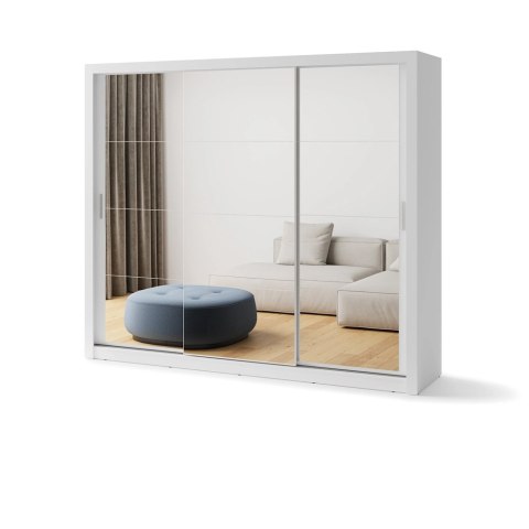 Szafa przesuwna 3D 250 cm z lustrem Idea ID-01 - biały alpejski