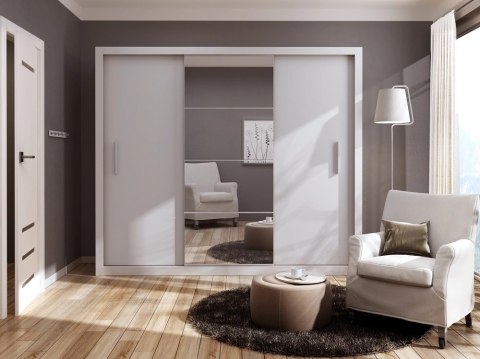 Szafa przesuwna 3D 250 cm z lustrem Idea ID-01 - biały alpejski