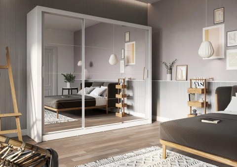 Szafa przesuwna 3D 250 cm z lustrem Idea ID-01 - biały alpejski
