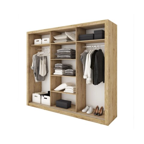 Szafa przesuwna 3D 250 cm z lustrem Idea ID-01 - dąb shetland