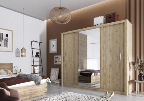 Szafa przesuwna 3D 250 cm z lustrem Idea ID-01 - san remo jasny