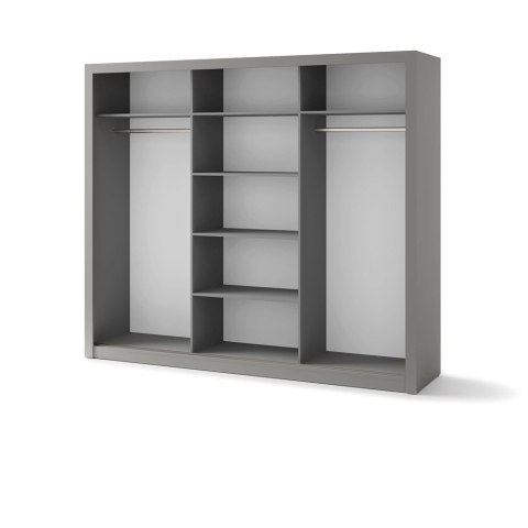 Szafa przesuwna 3D 250 cm z lustrem Idea ID-01 - szary