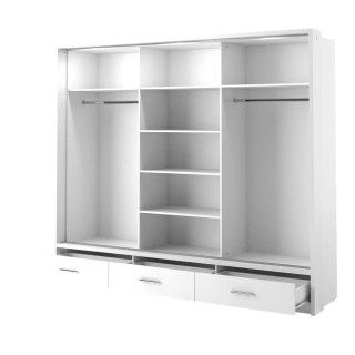 Szafa przesuwna Arti AR-01P-3L 250 cm z lustrami, z 3 szufladami, z oświetleniem LED - biały