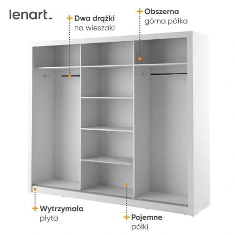 Szafa przesuwna Arti AR-02 250 cm z lustrami - biały