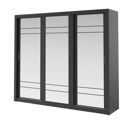Szafa przesuwna Arti AR-02 250 cm z lustrami - czarny