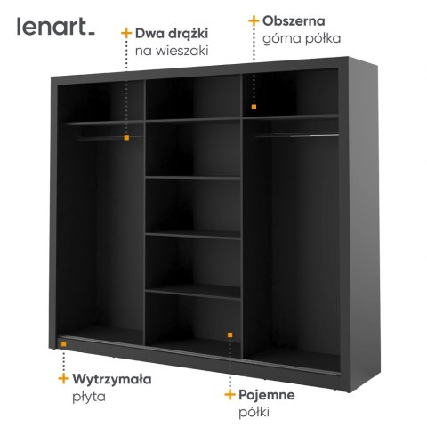 Szafa przesuwna Arti AR-02 250 cm z lustrami - czarny