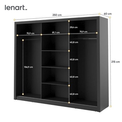 Szafa przesuwna Arti AR-02 250 cm z lustrami - czarny