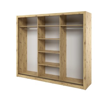 Szafa przesuwna Arti AR-02 250 cm z lustrami - dąb artisan
