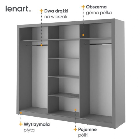 Szafa przesuwna Arti AR-02 250 cm z lustrami - szary