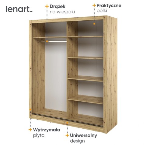 Szafa przesuwna Arti AR-03 180 cm z lustrem - dąb artisan