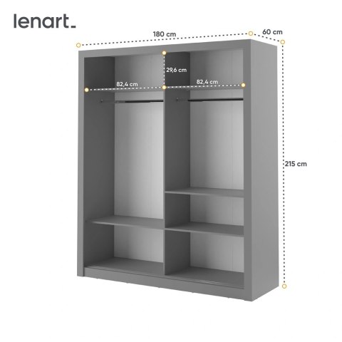 Szafa przesuwna Arti AR-03 180 cm z lustrem - szary
