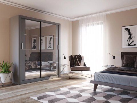 Szafa przesuwna Arti AR-03 180 cm z lustrem - szary