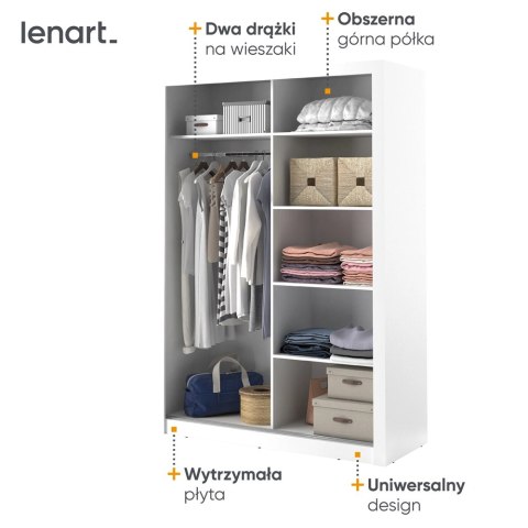 Szafa przesuwna Arti AR-04 150 cm z lustrem - biały