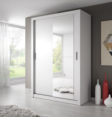 Szafa przesuwna Arti AR-04 150 cm z lustrem - biały