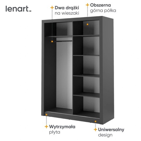 Szafa przesuwna Arti AR-04 150 cm z lustrem - czarny