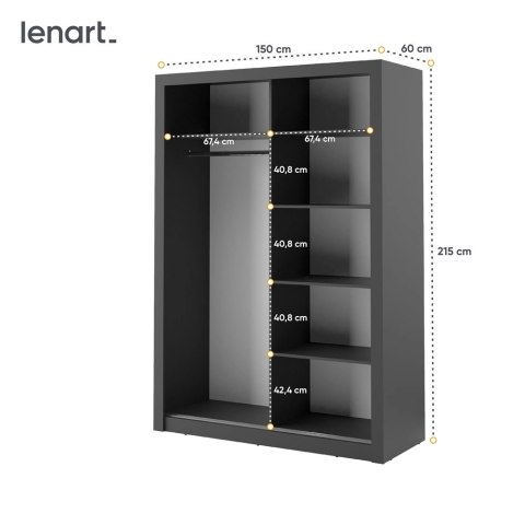 Szafa przesuwna Arti AR-04 150 cm z lustrem - czarny