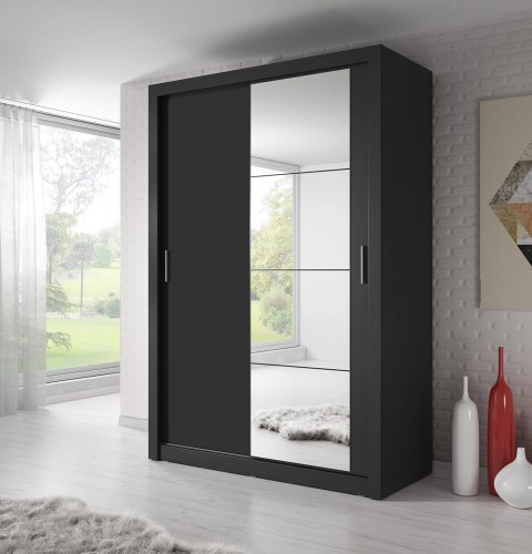 Szafa przesuwna Arti AR-04 150 cm z lustrem - czarny