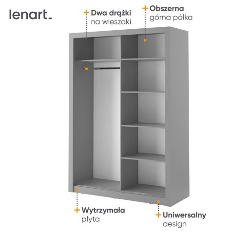 Szafa przesuwna Arti AR-04 150 cm z lustrem - szary
