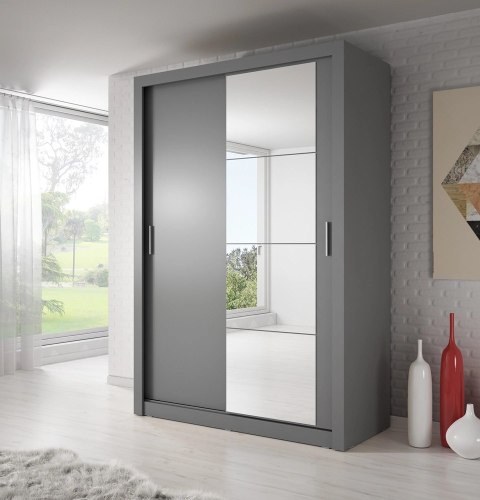 Szafa przesuwna Arti AR-04 150 cm z lustrem - szary