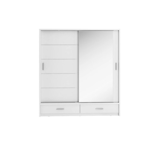 Szafa przesuwna Arti AR-05P 200 cm z lustrem, z 2 szufladami, z oświetleniem LED - biały