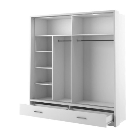 Szafa przesuwna Arti AR-05P 200 cm z lustrem, z 2 szufladami, z oświetleniem LED - biały