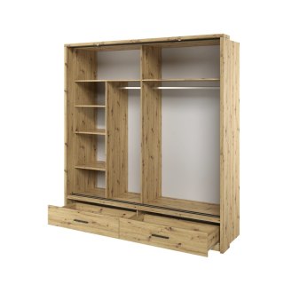Szafa przesuwna Arti AR-05P-2L 200 cm z lustrem, z oświetleniem LED - dąb artisan
