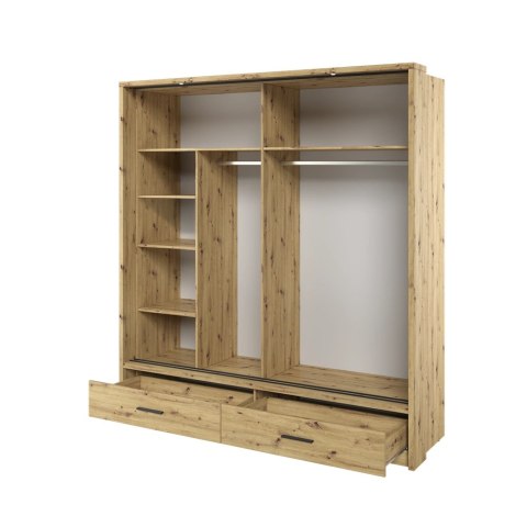 Szafa przesuwna Arti AR-05P-2L 200 cm z lustrem, z oświetleniem LED - dąb artisan
