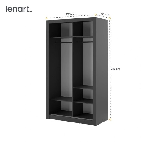 Szafa przesuwna Arti AR-06 120 cm z lustrem - czarny