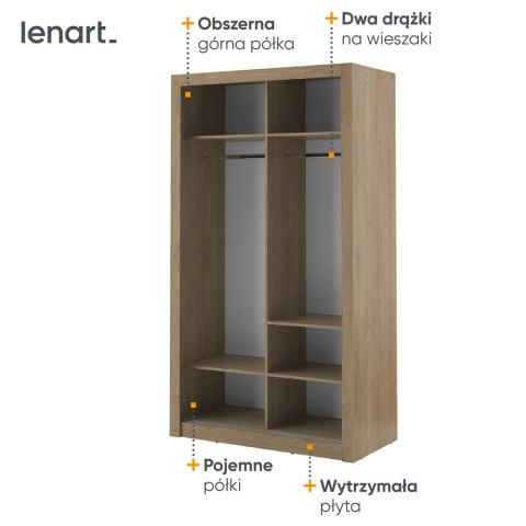 Szafa przesuwna Arti AR-06 120 cm z lustrem - dąb shetland